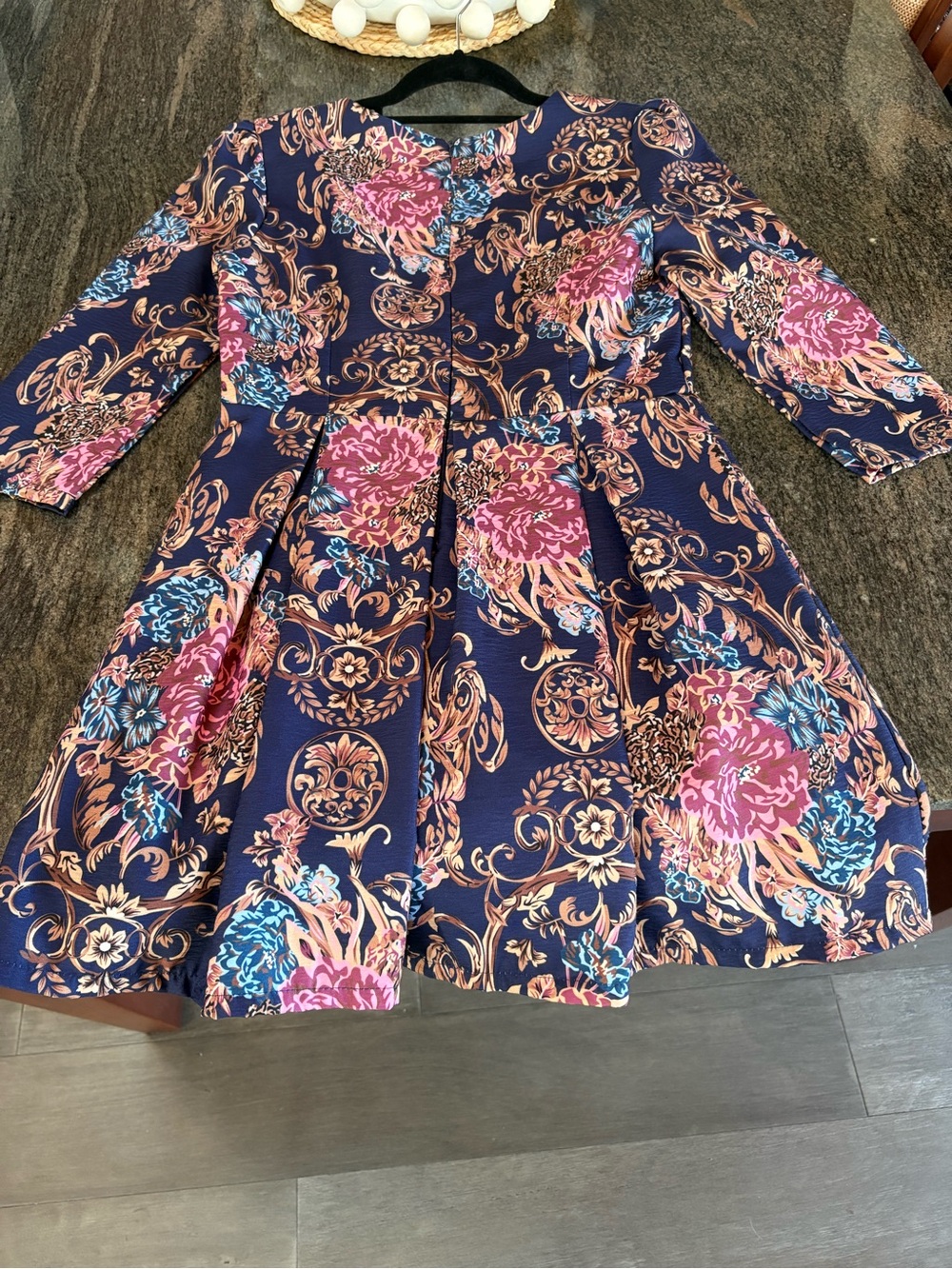 Navy Floral Fit & Flare Women's Wedding Dress